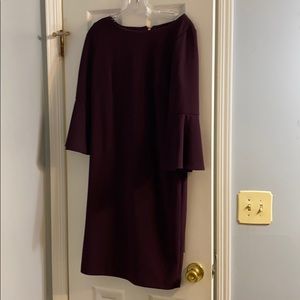 Eggplant colored dress with flair sleeves